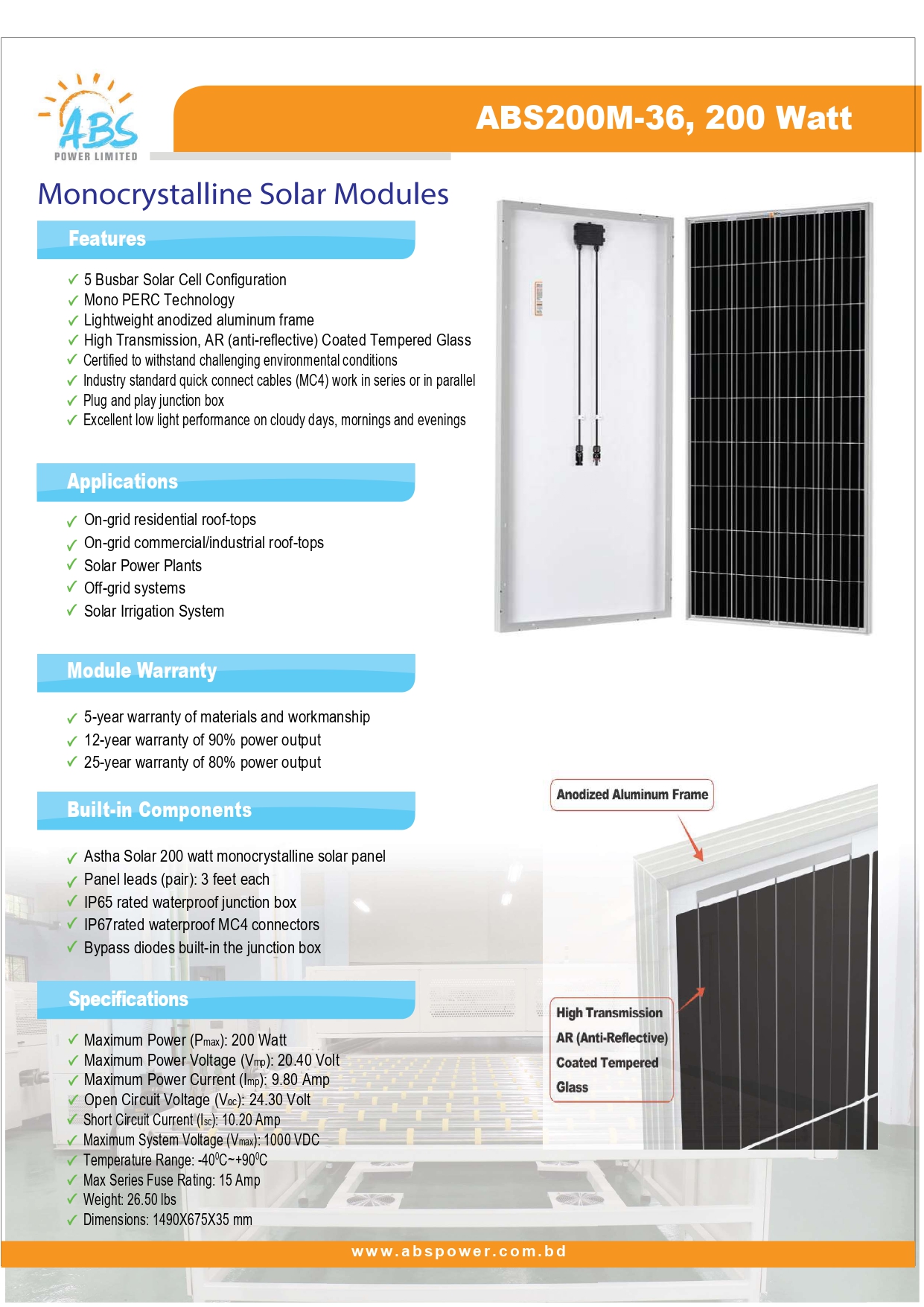 Mono Crystalline PV Module